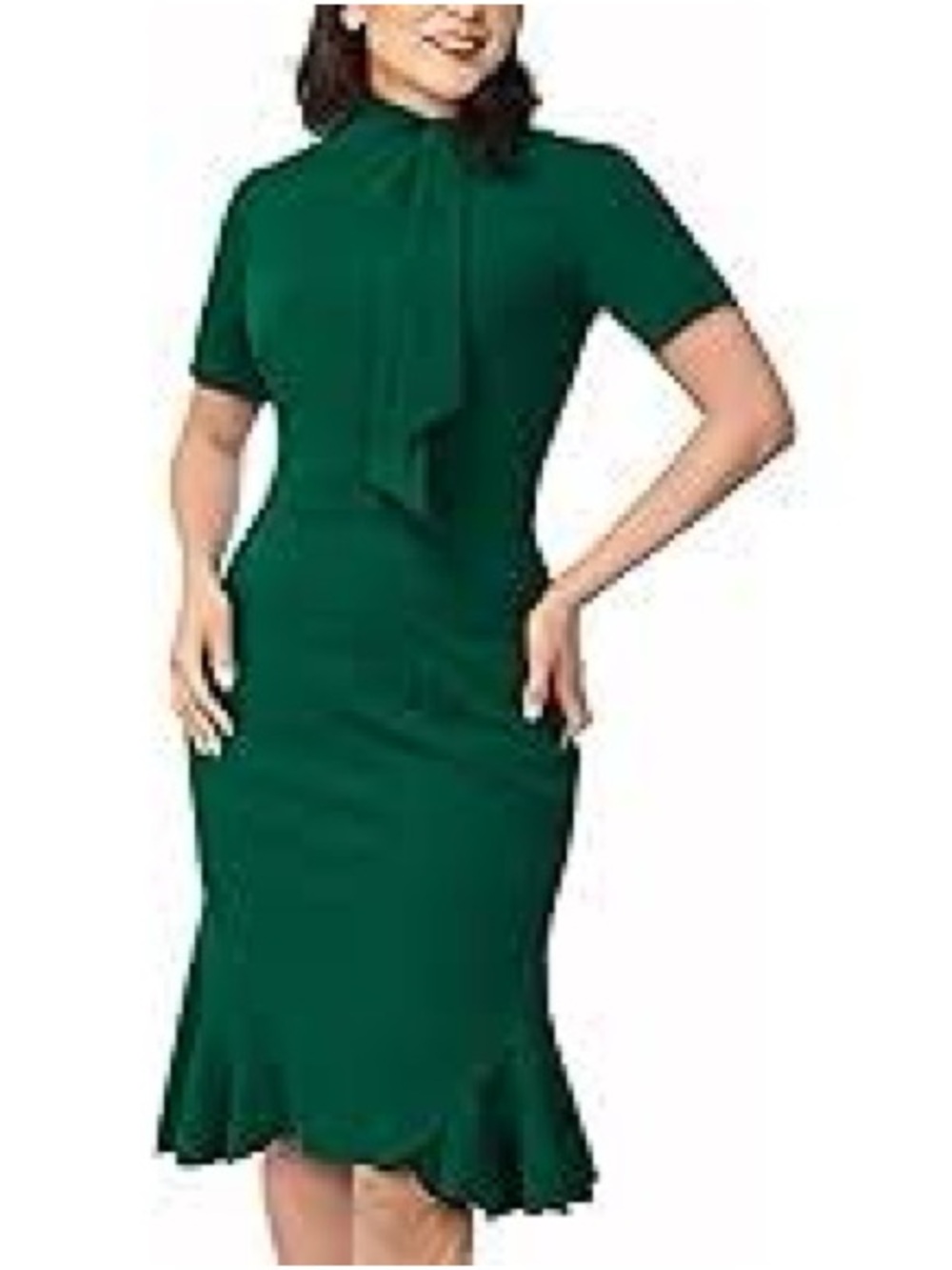 AISIZE Women's 1950s Vintage Tie Neck Cocktail Bodycon Pencil Dress